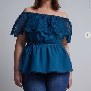 New York & Co Plus Off Shoulder Tie Waist Top  3X NWT